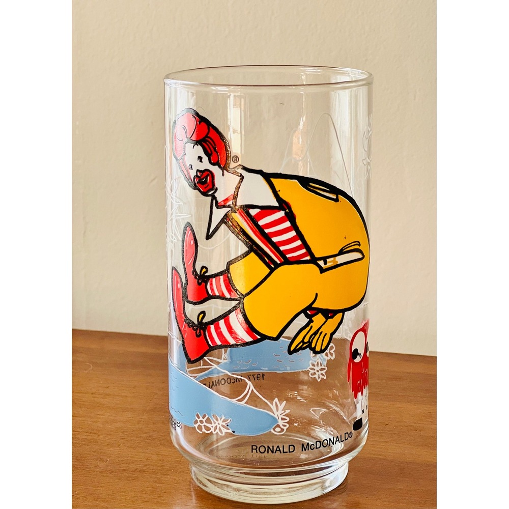 Vintage 70's McDonald's‎ Drinking Glass Ronald McDonal 1977 Mcdonaldland Action